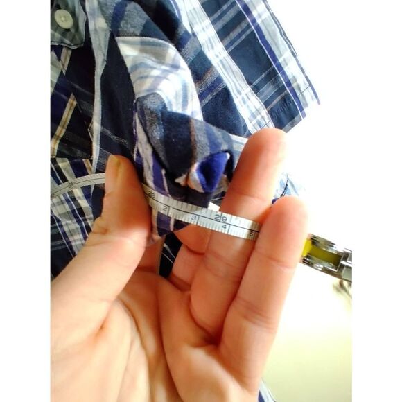 Vintage Phat Farm 3X Plaid Collar Short Sleeve Shirt Blue Red Original Flava Cot - Picture 5 of 8